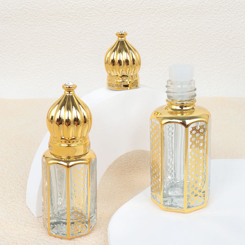 3/6/12ml Essential Oil Roller Bead Bottle Electroplated Glass Empty Bottle Travel Bottling Glass Dropping Stick Aquilarius Small Sample Bottle