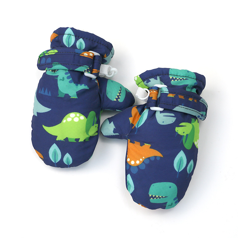 New cross-border children's gloves cartoon printing waterproof fabric velvet padded baby gloves autumn and winter baby gloves