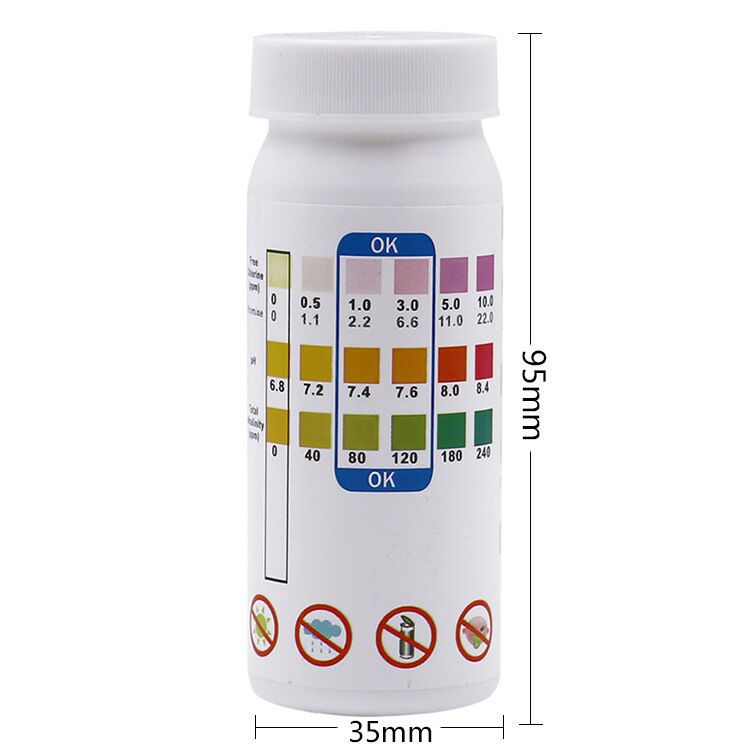 3 in 1 swimming pool water test paper 50 strips/bottled PH chlor-alkali bromine hardness test paper hot spring water quality test paper