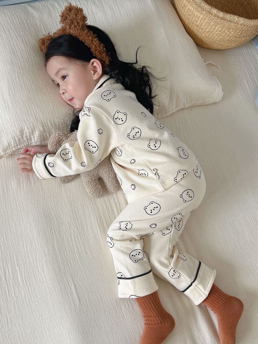 Children's autumn and winter pajamas suit new arrival baby Western style cardigan children's clothing boys and girls long sleeve homewear