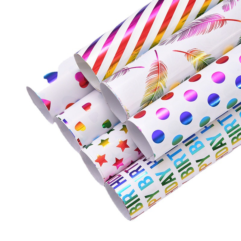 Colorful gift wrapping paper love bronzing coated paper color printing gift box flower wrapping paper wholesale
