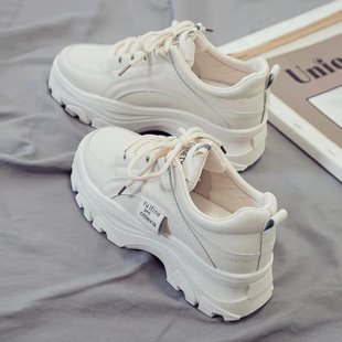 Foreign trade wholesale women's shoes 2022 spring new muffin thick bottom increased women's shoes solid color leisure sports white shoes for women