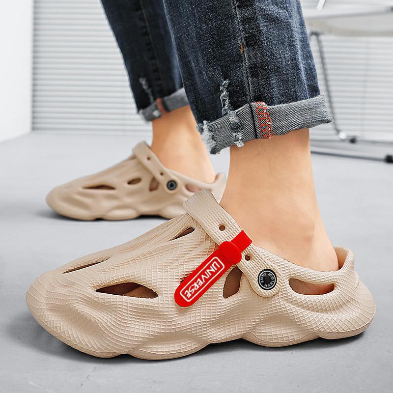 2023 Summer new fashion closed toe Beach men's sandals outer wear hollow breathable non-slip dual-use coconut hole shoes