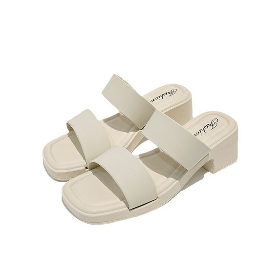 New High Heel Slippers Women's Summer Cross-border Sandals Women's Outer Wear Thick Heel Foreign Trade All-match Southeast Asia One-word Beach Sandals