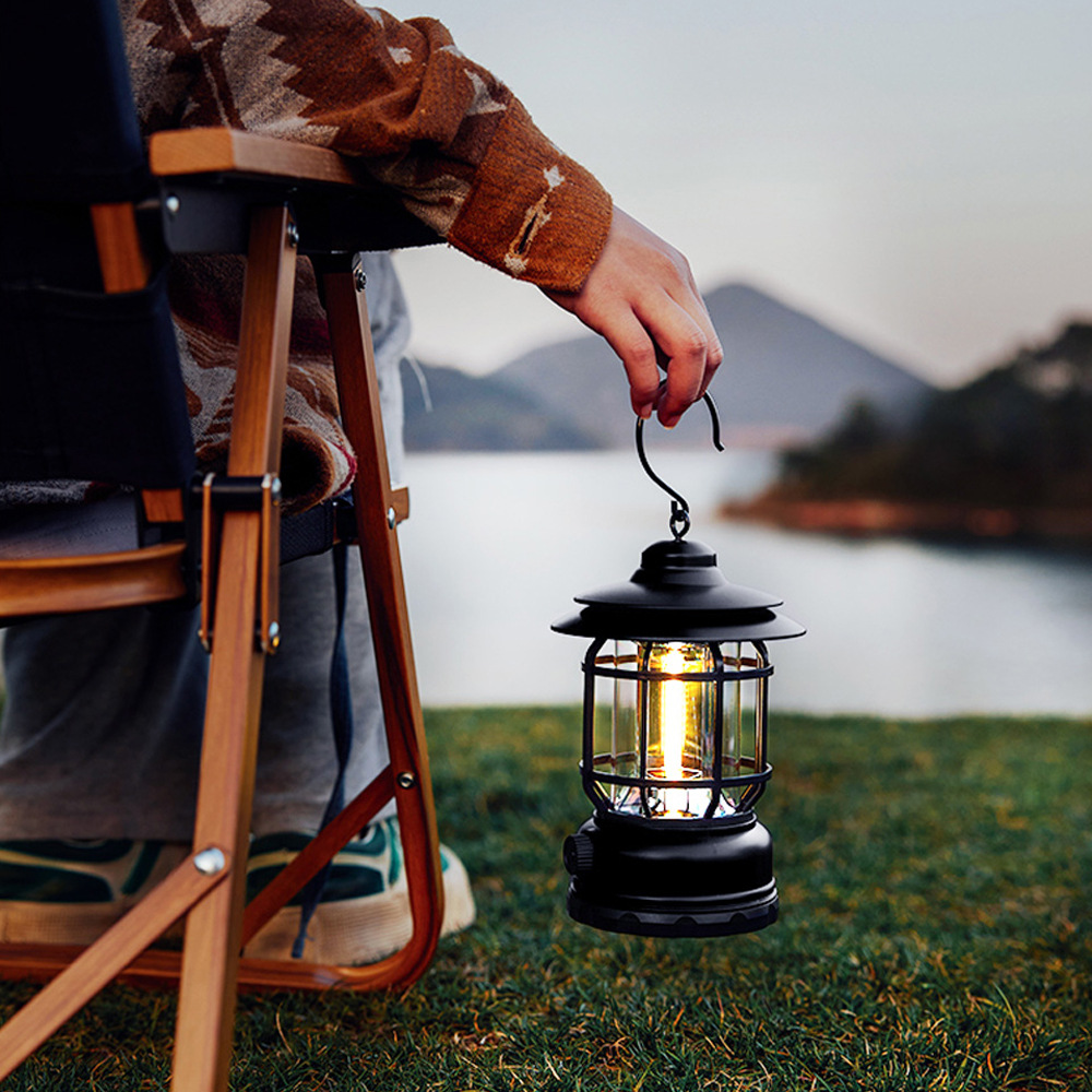 Outdoor multi-function retro camping lights long battery life USB charging flame lights camping lights atmosphere tent lights