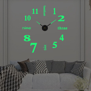 Large creative luminous silent wall clock DIY living room stereo decorative clock digital clock acrylic wall sticker clock