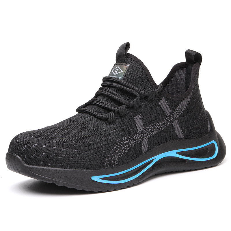 Thar Shield Labor Protection Shoes Men's Anti-smashing and Anti-stab Breathable Flying Woven Deodorant Ultra Light Soft Bottom Steel Baotou Protective Work