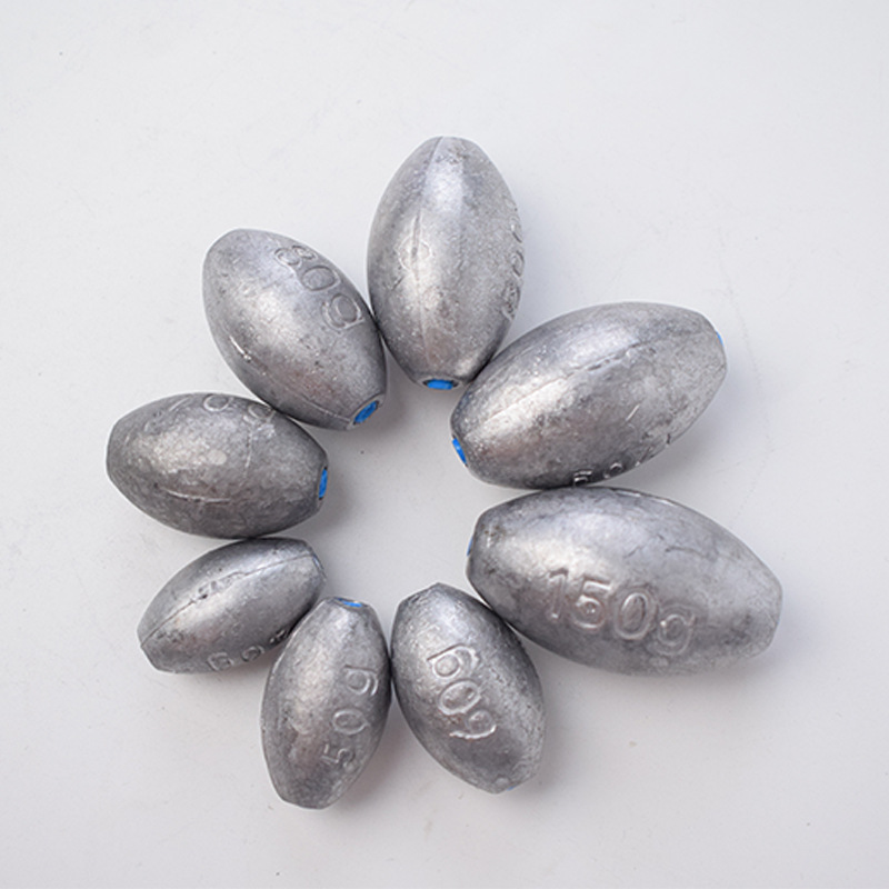Cross-border manufacturers wholesale plastic core does not hurt the line foot gram lead pendant Zhonghai fishing lead pendant sea pole olive heart lead pendant