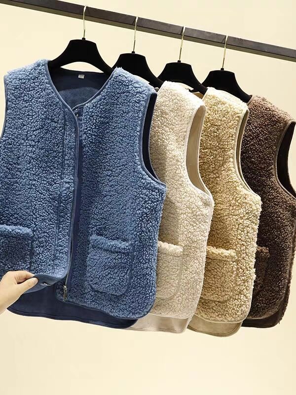 Lamb Wool Vest Women's Coat Short 2023 Autumn and Winter New Fashion Fur One-piece Vest Loose Casual Ware