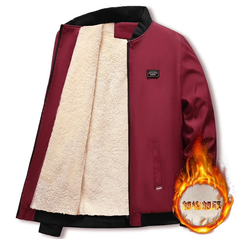 Foreign trade Men's fleece-lined thickened jacket coat 2023 autumn and winter fashion casual small square coat men