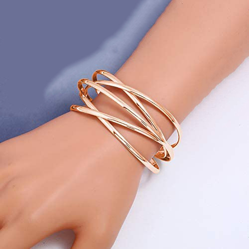 Cross-border Hot-selling European and American Metal Bracelet with Opening Personality Hollow Retro Bracelet Multi-layer Lines Punk Bracelet Bracelet
