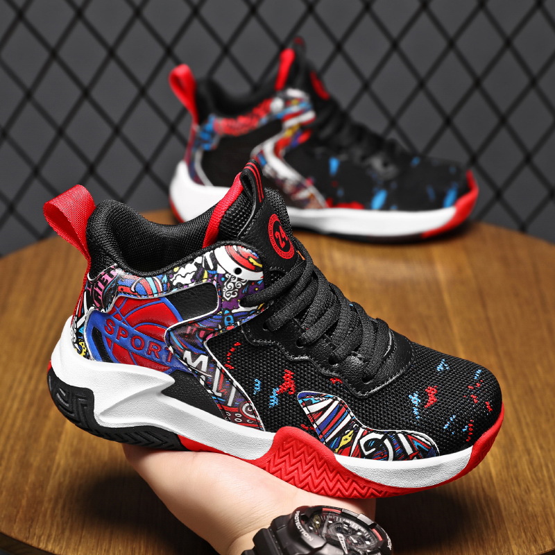 Children's Basketball Shoes Spring and Summer 2022 New Breathable Mesh Boys' Sports Shoes Primary School Students' Training Basketball Shoes Cross Border