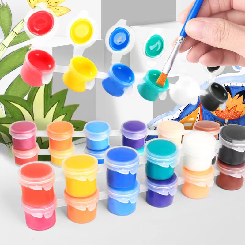 Acrylic paint strip color baby children's pigment doll 12 color set diy stone painting sealed small boxed wholesale