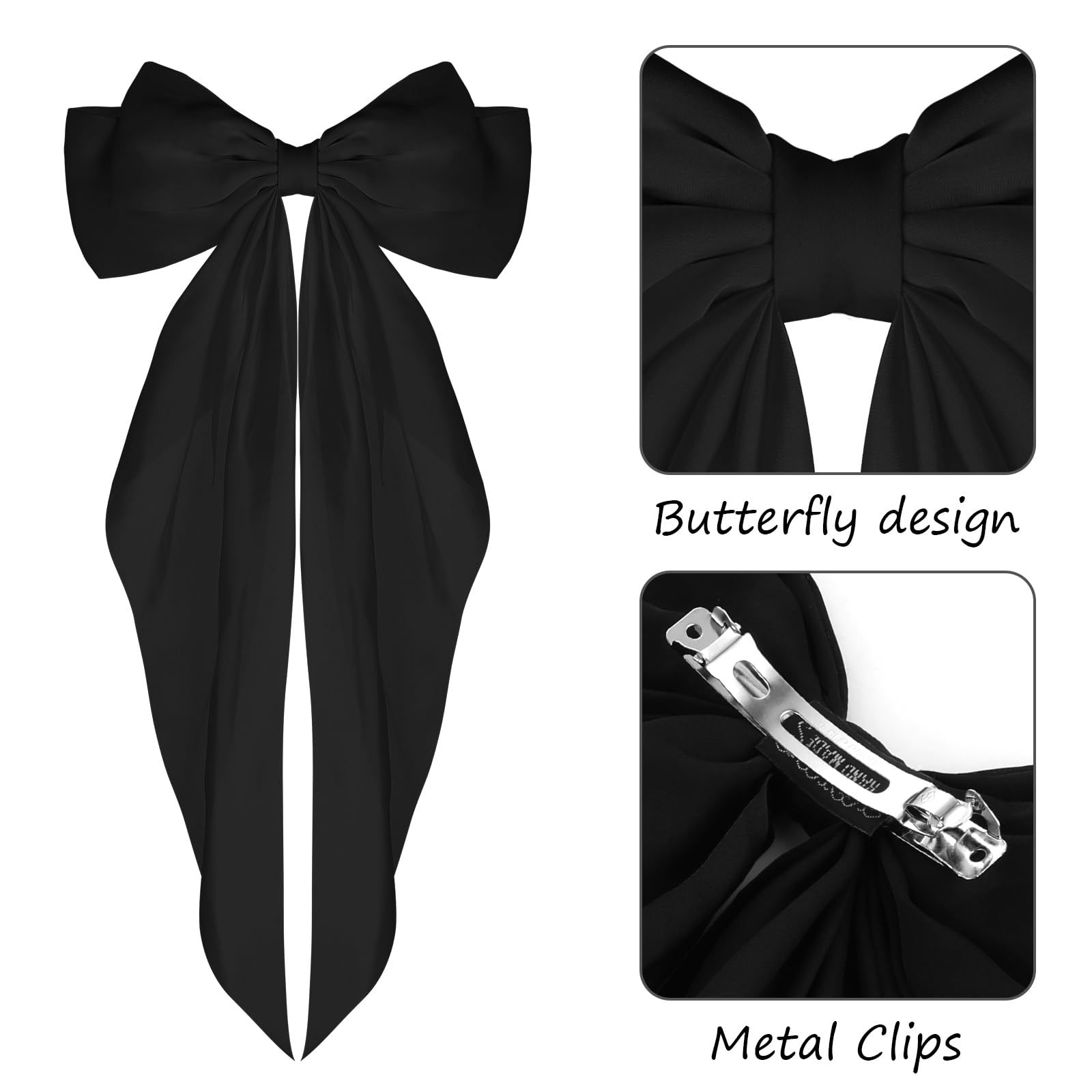 Amazon long floating satin bow hairpin multi-color handmade baby headdress simple girl's back head hair accessories
