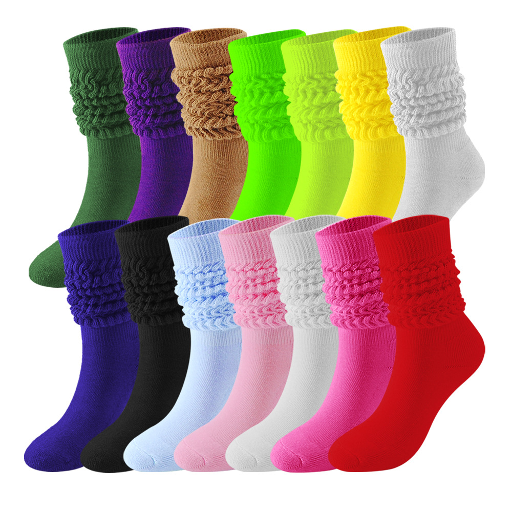 跨境外貿男女堆堆襪秋冬保暖長筒slouch socks 亞馬遜泡泡襪