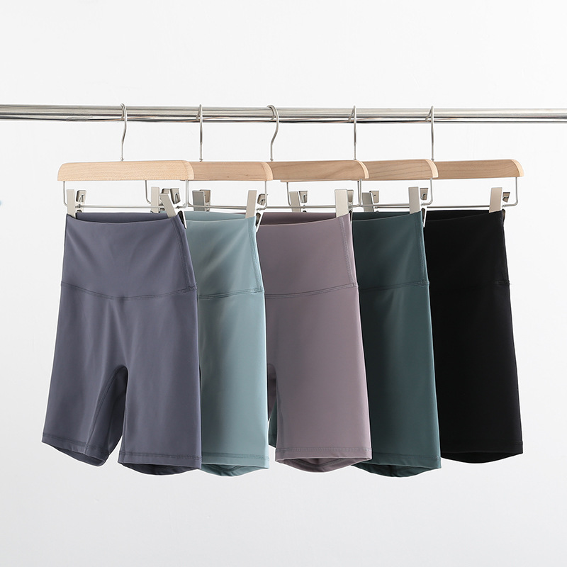 Lulu Yoga Shorts Sanding Sports Pants Women's Tight Riding Pants High Waist Peach Hip Fitness Pants