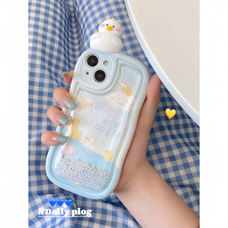 流沙可愛立體趴趴鴨子適用iphone15Promax蘋果13/14手機殼11/12女