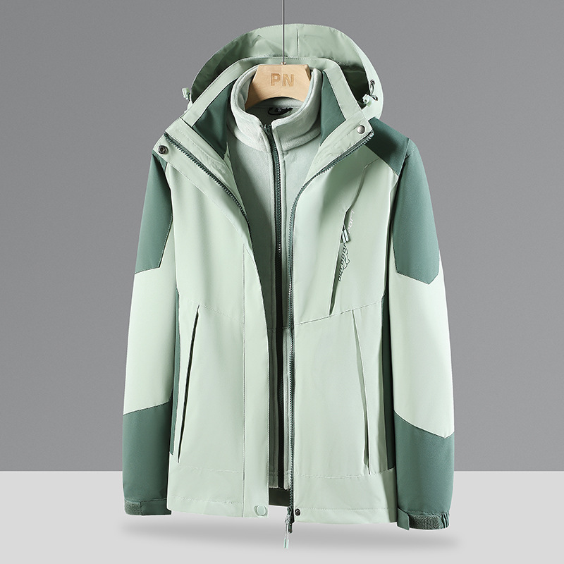 Couple's Rush Clothes Men's and Women's Three-in-One Removable Windproof Waterproof Velvet Thickened Breathable Warm Outdoor Ski Suit