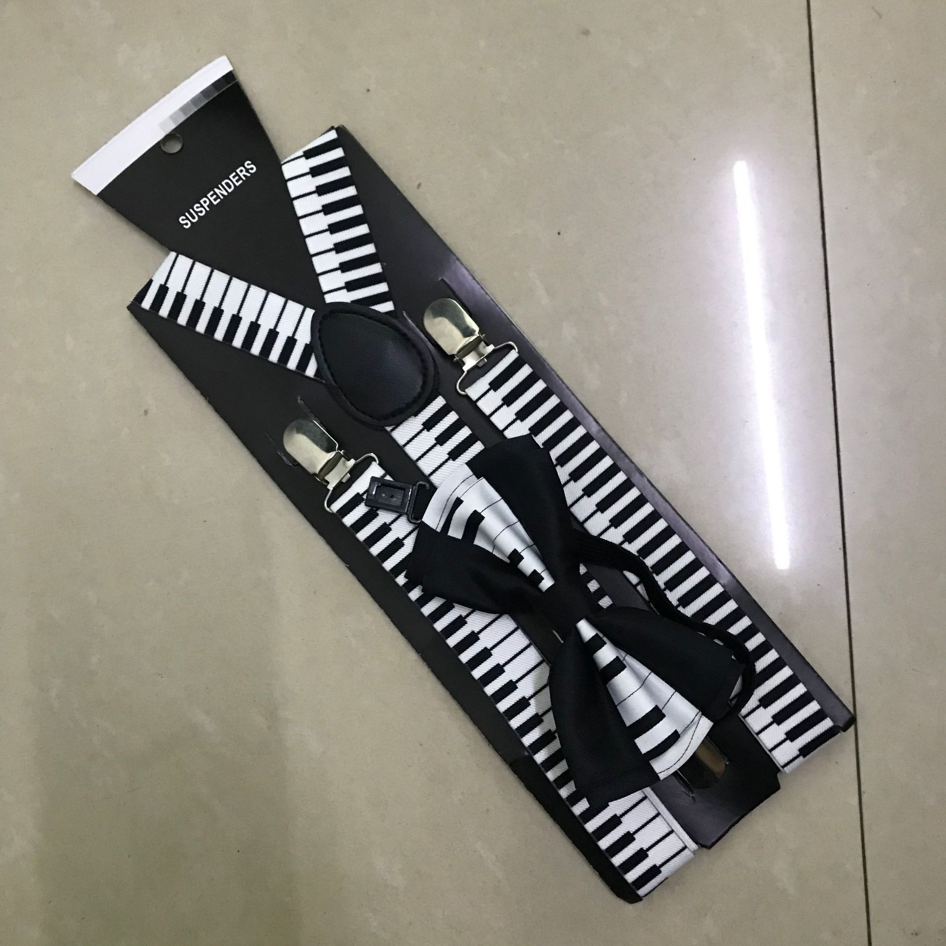 Cross-Border Men's and women's strap clip adult strap bow tie jewelry with elastic trousers suspenders bow set Wholesale