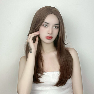 Korean Fashion Wig Women's Mid-long Hair Natural Cleansing Clavicle Straight Hair Wig Full Head Cover Factory Direct Supply