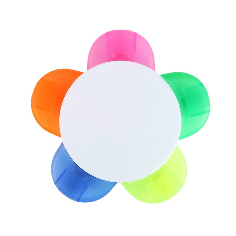 Cartoon five color flower fluorescent pen creative candy color sunflower pen advertising gift petal pen custom logo