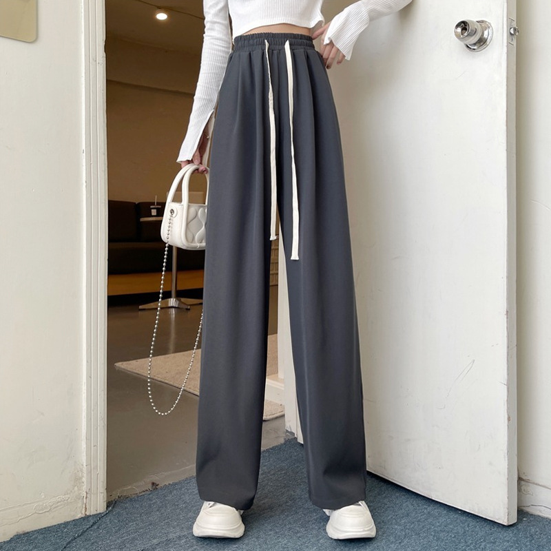 Wide Leg Pants Women's 2022 New Autumn and Winter Korean Style High Waist Dummy Casual Pants Loose Straight Girl's Trousers