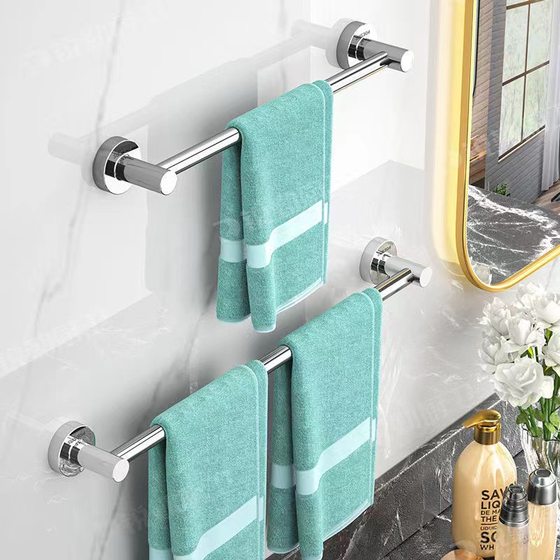 Cross-border 304 Towel Bar Stainless Steel Single-pole Bathroom Towel Rack Bathroom Hanging Pole Single-pole Wall Hanging Shelf