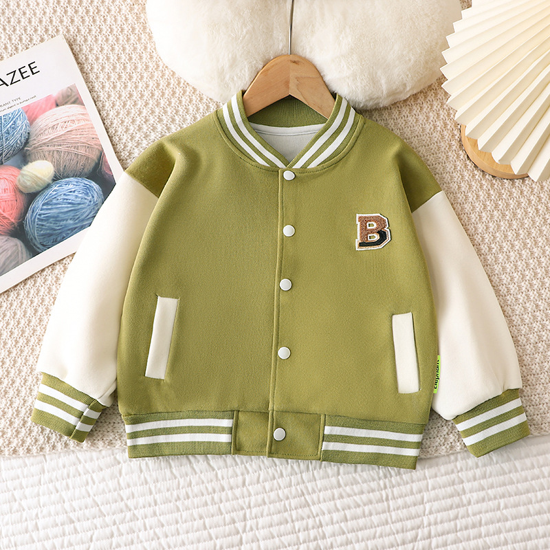 Children's new sweatshirt baseball jacket baby autumn and winter thick cotton outerwear for small and large boys and girls stylish open jacket