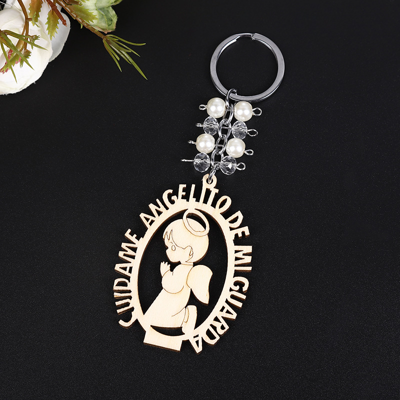 ETSY горячее крещение брелок завод прямой Ангел брелок Деревянная Карта брелок для мальчиков и девочек