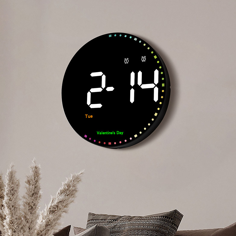 Digital electronic clock perpetual calendar wall clock living room simple decoration led clock colorful smart clock Wall 6635