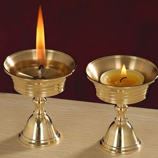 Brass Ghee Lamp Holder Changming Lamp Candlestick Solid-liquid Dual-purpose Candlestick Candlestick Oil Cup Buddha Lamp Base for Home