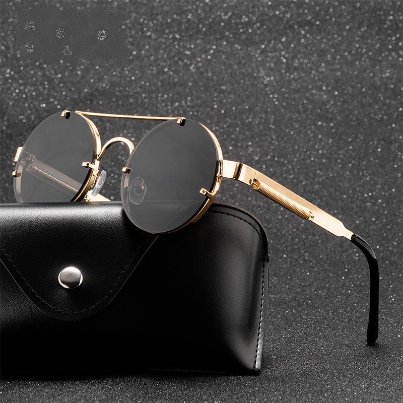 Men's Sunglasses 2023 New Fashion Prince Mirror Round Frame Spring Leg Personalized Sunglasses Cross Border Sunglasses