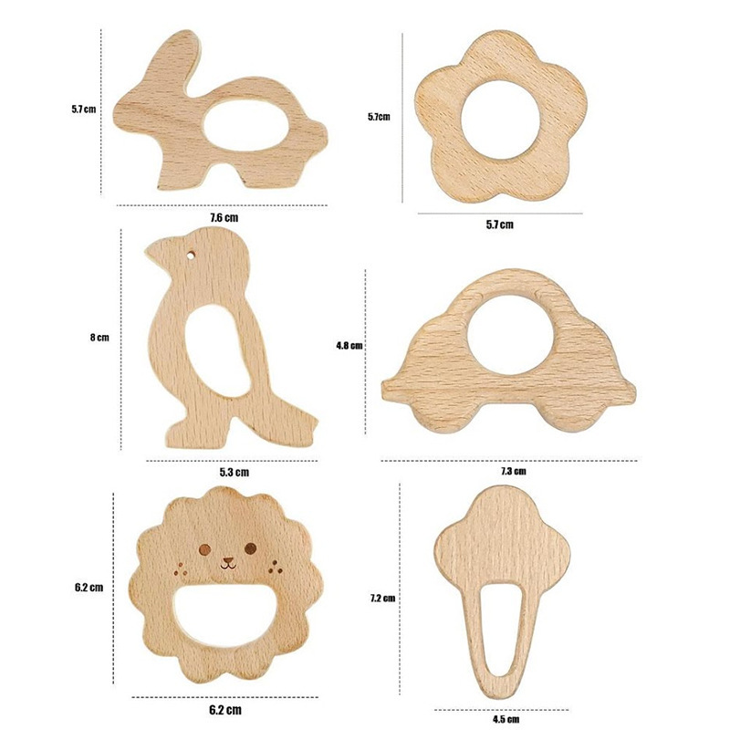 Amazon New Baby Beech Grinding Stick Hanging Cartoon Baby Rattle Bite diy Jewelry Accessories