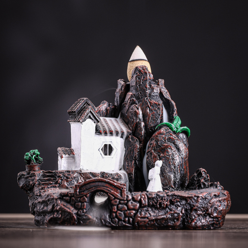 A variety of creative home backflow incense burner high mountain flowing water cloud incense burner Aroma Burner ornaments resin incense burner incense products