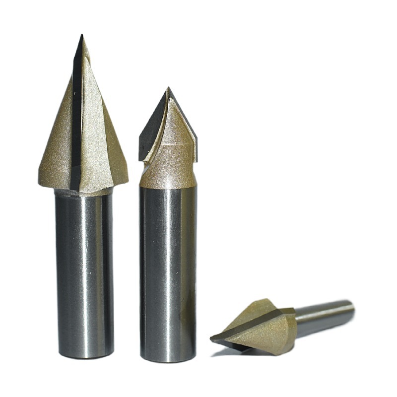 Inspur Professional V-shaped Oblique Sharp Cutter Wood Craft Seam 45 Degree 60 Degree Trimming Engraving Machine Flanging Milling Cutter Chamfer
