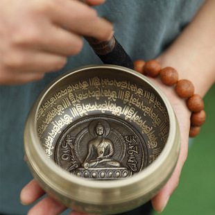 Cross-border New Products Nepal Like Buddhist Scriptures Wen Yin Bowl Singing Bowl Meditation Healing SingingBowl Ornaments Wholesale