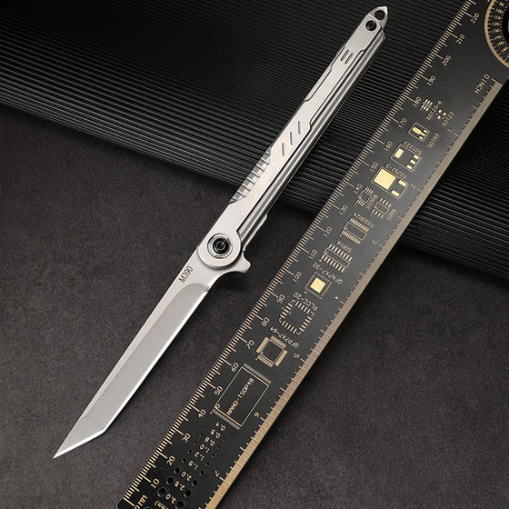 Magic Pen M390 steel feather pattern folding knife outdoor camping pocket knife portable fruit knife high hardness folding knife