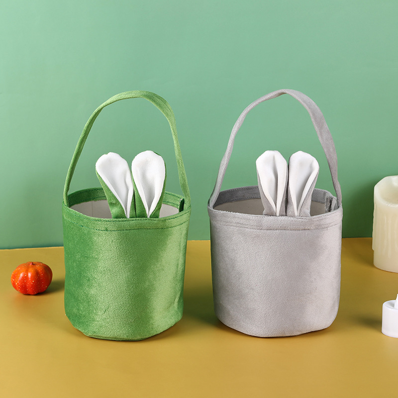 Cross Border Hot Selling Easter Bunny Handbag Rabbit Ear Basket Party Gift Box Packaging Easter Egg Box Candy Bag