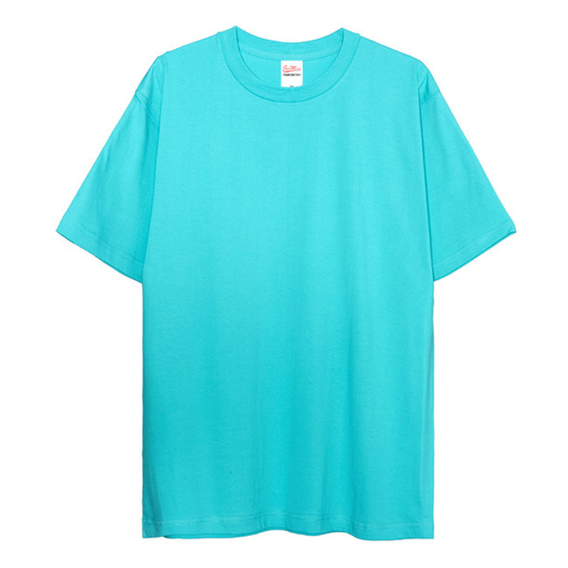 Summer men's 230g cotton heavy round neck short sleeve T-shirt European and American solid color juemiao trendy men's printed T-shirt