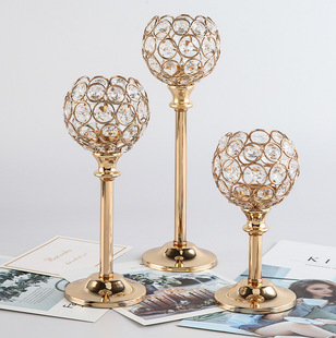 European-style mini crystal candlestick creative metal decoration wedding hotel home candlelight dinner props decoration