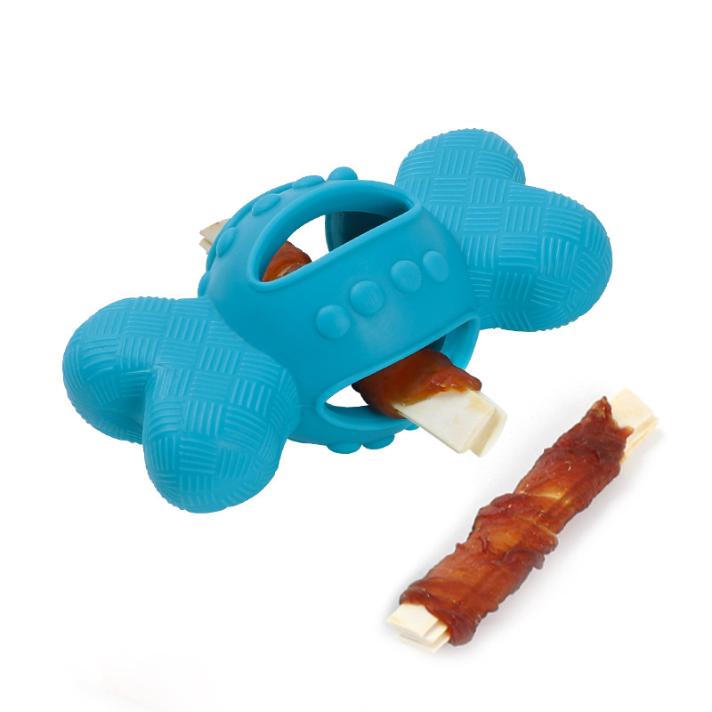 Pet Toy Gnawing Molar Leaking Eating to Relieve Boring Beef Sticks Cheese Steel Plate Bone Dog Toy