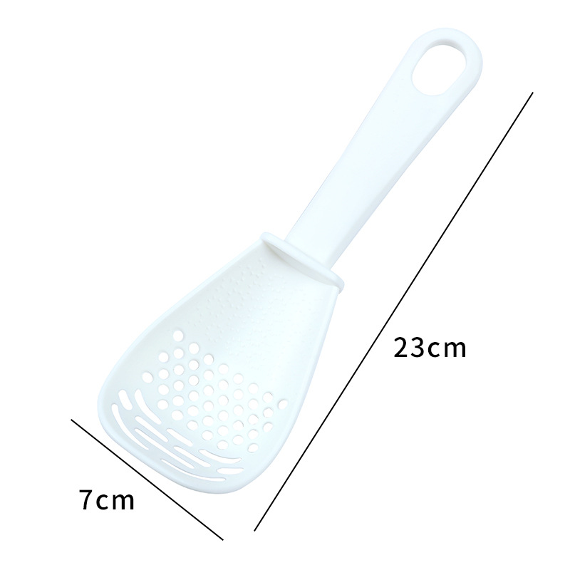 Kitchen Multi-Functional Grinding Cooking Spoon Mashed Drain Colander Grinding Ginger and Garlic Spoon Household Mashed Potato Pressing Rice Spoon