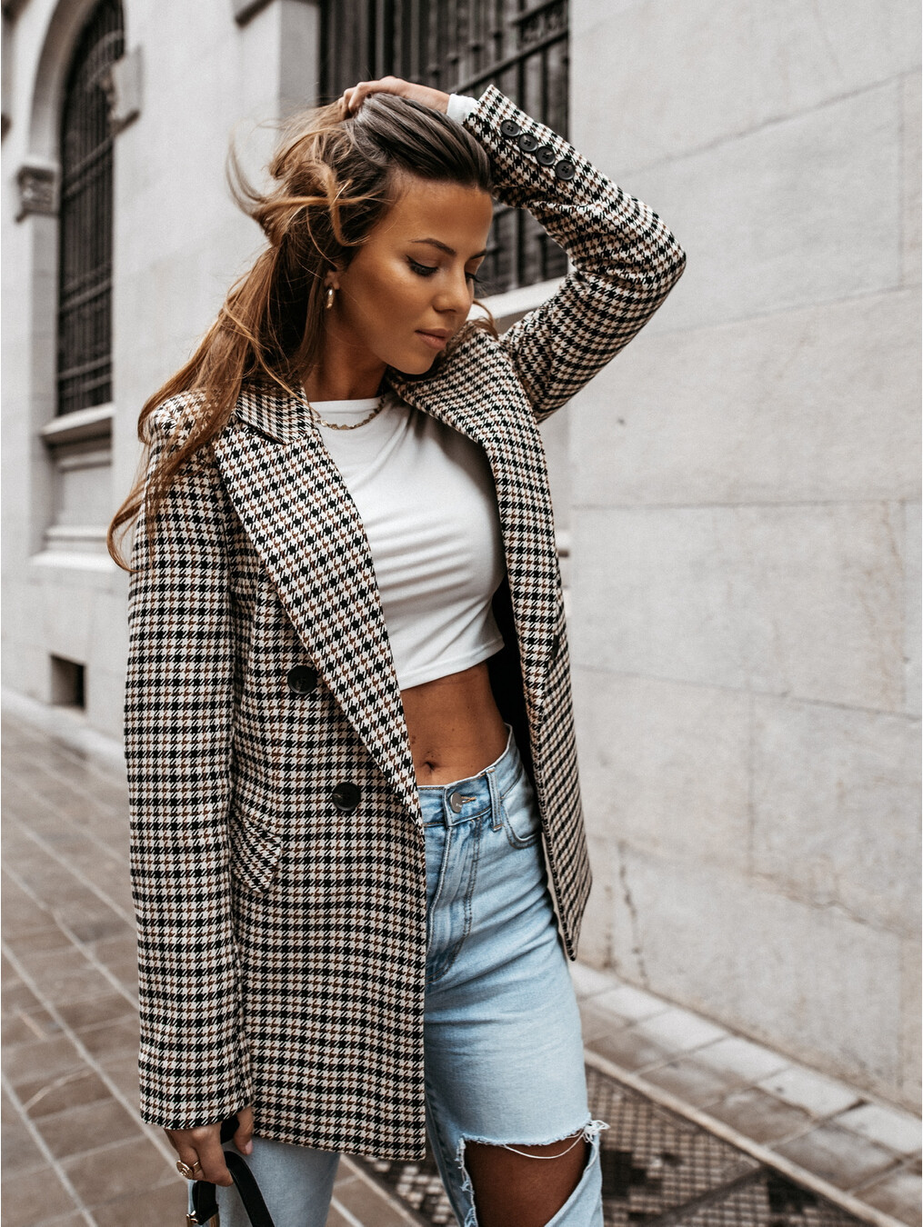 Independent station wish Amazon explosion Plaid small suit jacket