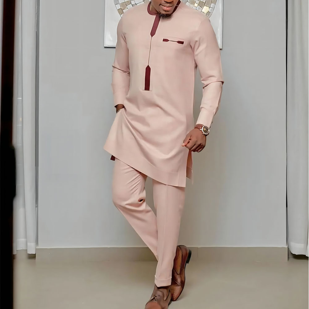 2022 New AliExpress African Ethnic Style Men's Casual Suit Printed Shirt and Pants 2 Piece Set