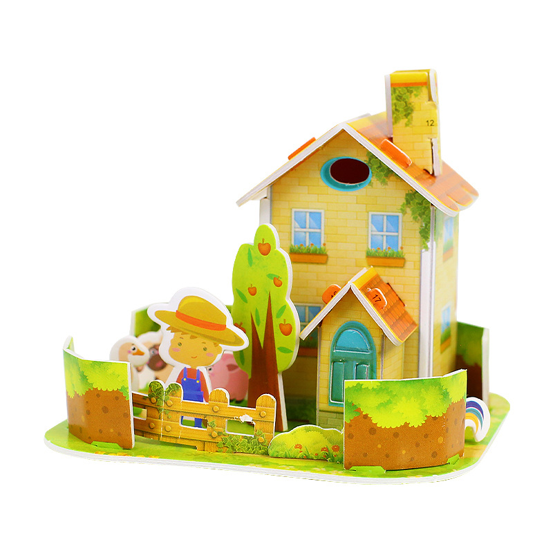 Small size 3D puzzle student DIY hand-assembled picture children's early education stitching toy stall supply wholesale