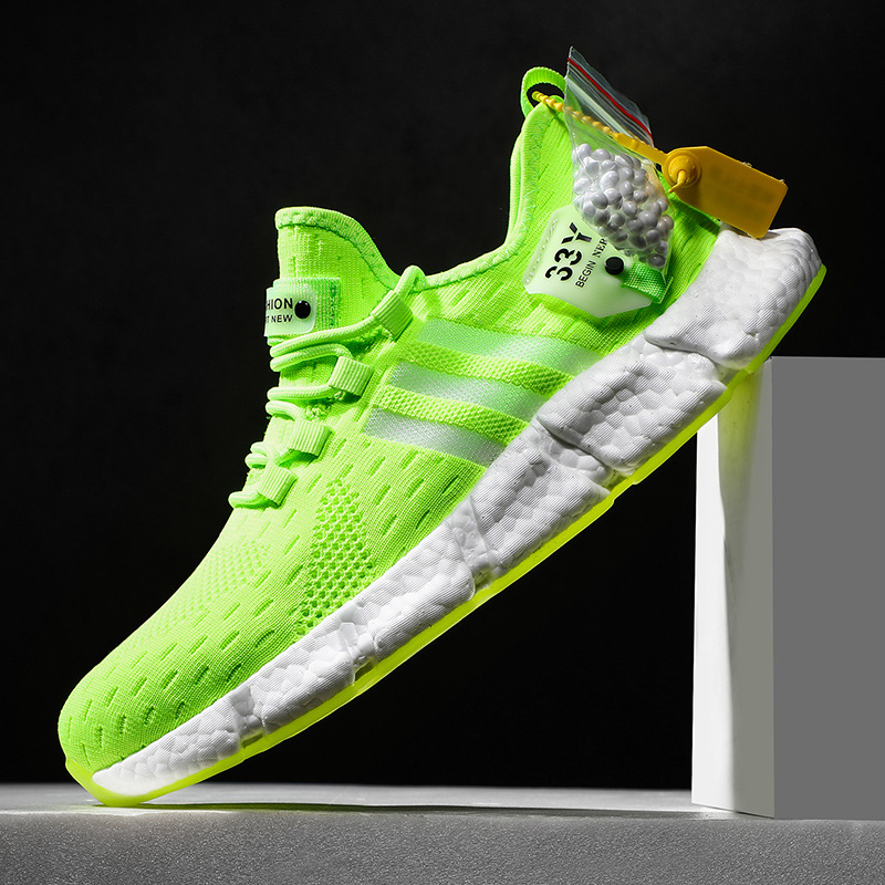 Shoes men's foreign trade plus size running shoes trendy men's shoes flying woven breathable mesh casual shoes couple popcorn sneaker