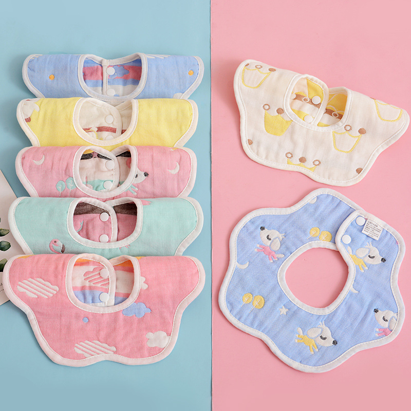 Petal bib cotton factory direct wholesale 360 octagonal six-layer gauze cotton plum petal bib