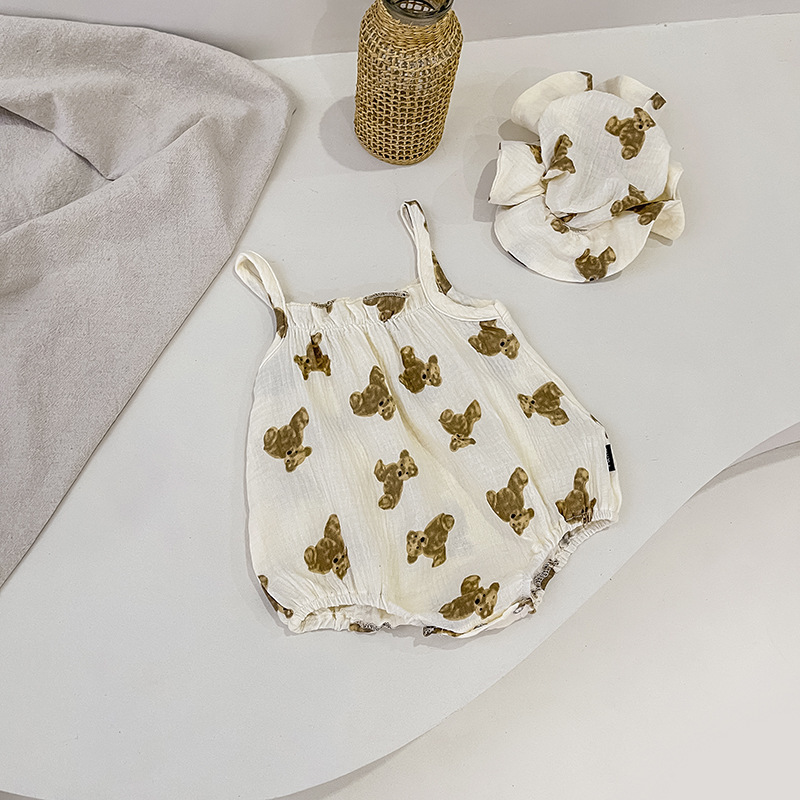 Ins Summer Korean-style New Baby Cute Bear Sling Men's and Women's Baby Bag Fart Climbing Wear Hat