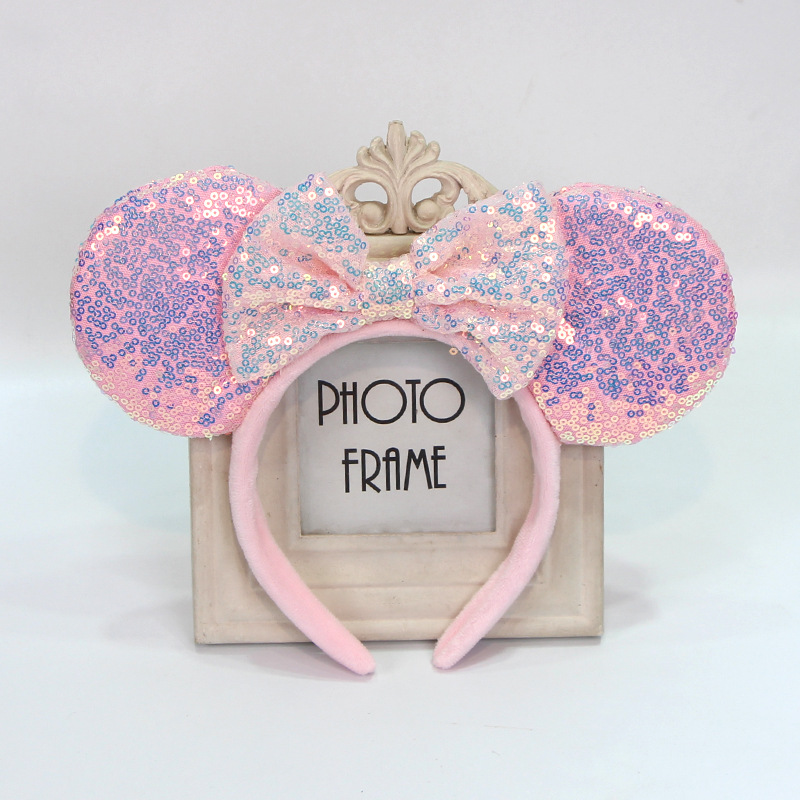 Bow round ear headband amusement park headdress hairpin headband polka dot sequined cartoon headband hair accessories female cross-border