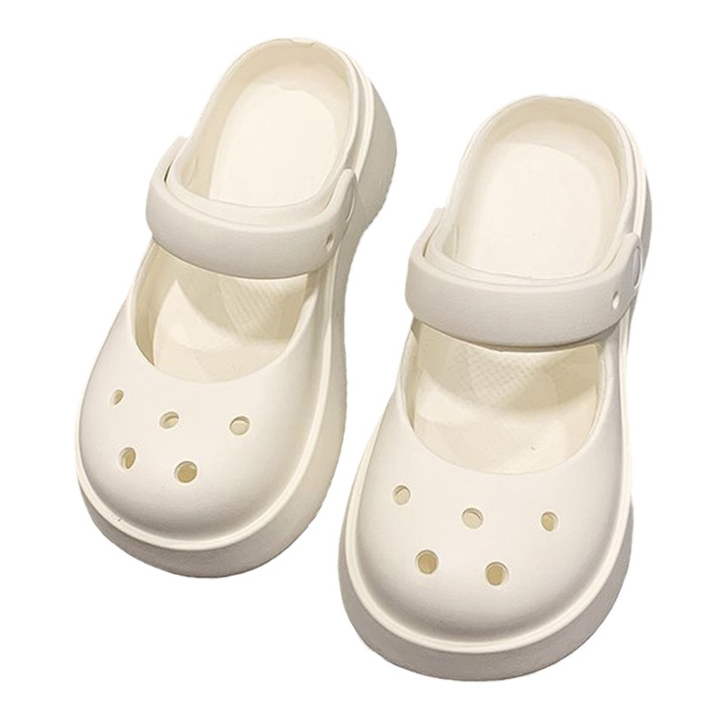 Internet Celebrant Slip-on Feeling Slippers Women's Summer 2023 New Anti-slip Thick Sole Cave Shoes Black Mary Jane Sandals